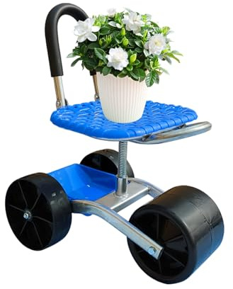 Generico Sedia da Giardino con Ruote - Altezza Regolabile Sedia Mobile Per Giardinaggio - Sgabello Girevole 360 Gradi Per Lavori e Giardinaggio in Esterni