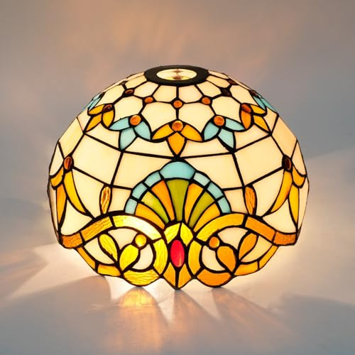 Paralume in vetro colorato stile barocco Tiffany, 30,5 cm, ricambio per lampadari da tavolo, lampade da parete e da terra, elegante decorazione artistica