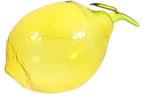 DEARMAMY Lemon Shaped Small Glass Vase Fruit Inspired Decorative Water Plant Vase Home Table Centerpiece
