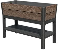 Keter Fioriera da Esterno Deco, Ideale per Fiori e Aromatiche, Finitura Effetto Noce, Capacità 120L, 113x47,5x79,8H cm