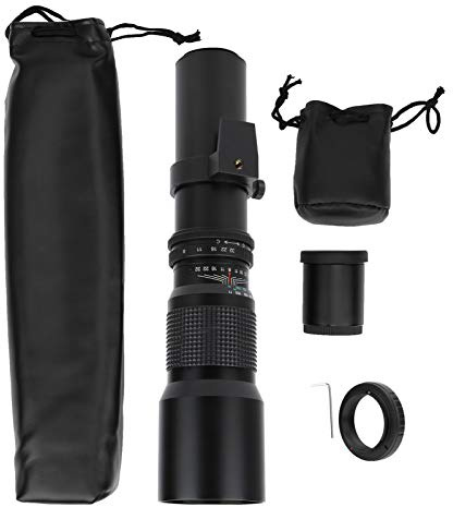 XOYIXOYI 500 mm F8-F32 teleobjektiv med manuell fokus och 2X telekonverterare för OM ram (svart)