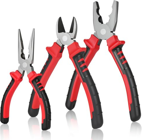 NUTKIT Juego de Alicates 3PCS, Alicates Profesionales con Mango Ergonómico