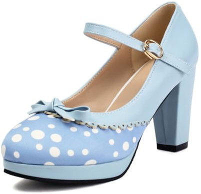 Generisch Ballerines traditionnelles à talon bloc pour femme - Élégantes - Pour la danse ou la mariée - Pour la vie quotidienne, les loisirs, les mariages