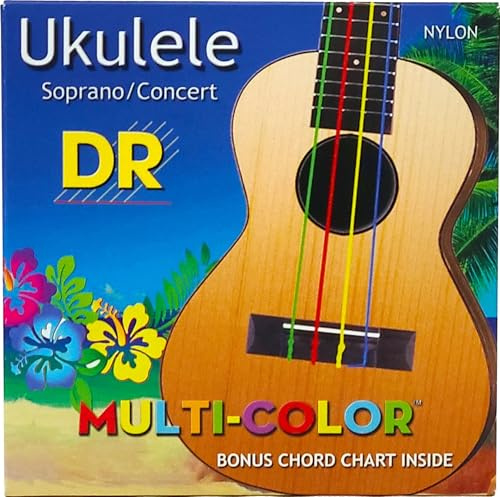 DR String UMCSC Ukelele Multicolor Soprano/Concert Juego Cuerdas Ukelele