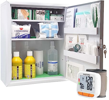 ARMADIETTO DIGIT PLUS POLSO allegato 1 CON MISURATORE DI PRESSIONE DIGITALE DA POLSO cassetta medica primo pronto soccorso oltre 3 dipendenti