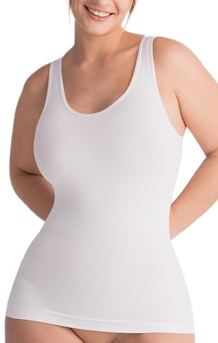 SHAPERMINT Compression Tank Cami - Tummy and Waist Control Body Shapewear Camisole for Women, 1 Pack, White Tank Cami, XXL