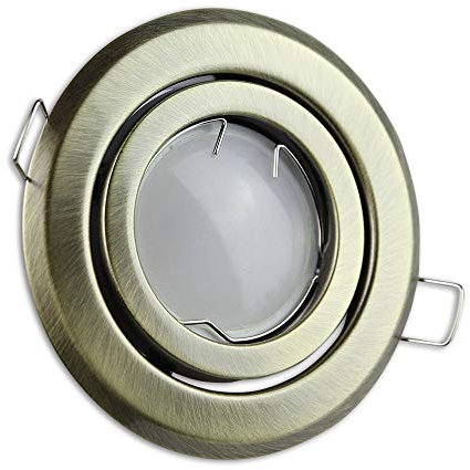 Spot à encastrer LED laiton rond 5 watts blanc chaud GU10 230V - spot à encastrer orientable 80-85mm perçage - spot à encastrer au plafond spot à encastrer au plafond spot à encastrer