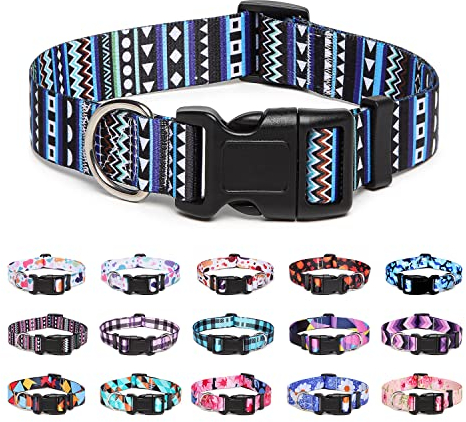 Suredoo Hundehalsband Verstellbares, Weich & Komfort Nylon Hunde Halsband für Kleine Mittlere Große Hunde Welpen Katzen (S, Blau)