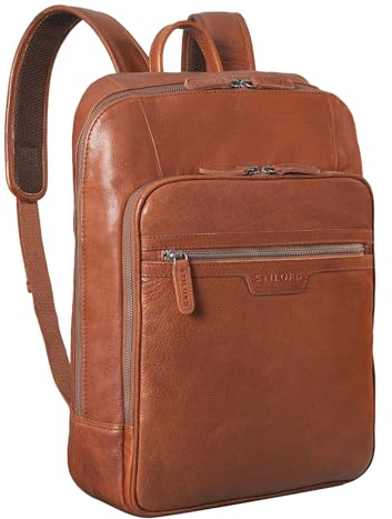 STILORD 'Malik' Business Rucksack Leder Groß Lederrucksack XL Lehrerrucksack Vintage Design 15,6 Zoll Laptoprucksack für Aktenordner Echtleder Für Trolley, Farbe:maraska - braun