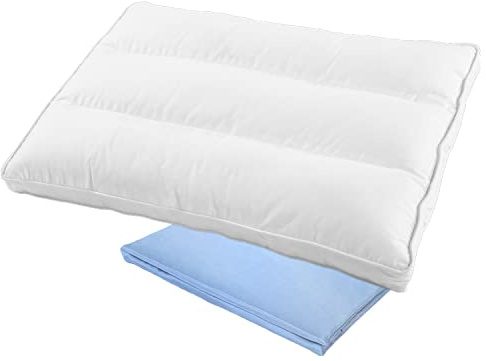 Aisawate Toddler First Pillow - Ergonomic Sleep Neck Support for Boys Girls - Three-Dimensional Head Cushion With Pillowcase - 100% Cotton Soft for Cot Bed Travel