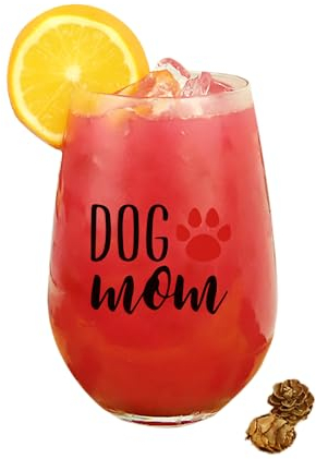 SHENDONG Weinglas mit Aufschrift Dog Mom, für Hunde, Mutter, Hundeliebhaber, Geburtstag, Muttertag, Geschenk für Hund, Mutter, Tochter, Sohn, mit Geschenkbox, dick, 450 ml