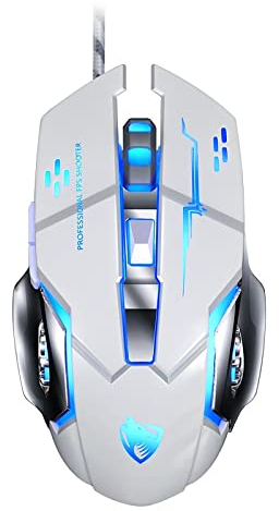 ✅MOUSE GAMING RGB LED PROGRAMMABILE METALLO PRECISO CABLATO 6 TASTI ERGONOMICO ILLUMINATO LAPTOP PC V6 BIANCO✅