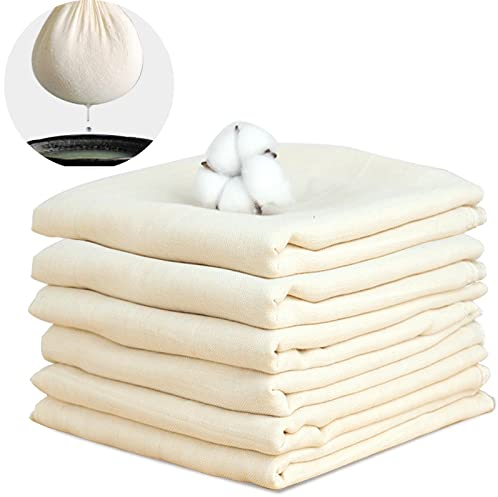 Passiertuch 6 Stück,100% Baumwolle, 50x50cm Netz-Filter-Sieb,Käsetuch für Käseherstellung, Ghee, Gelees, Joghurt, Tofu, Dampfende Lebensmittel, Lebensmittelfiltration
