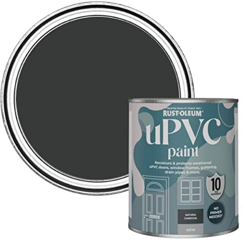 Rust-Oleum Black uPVC Door and Window Paint In Satin Finish - Natural Charcoal-TRUE BLACK 750ml