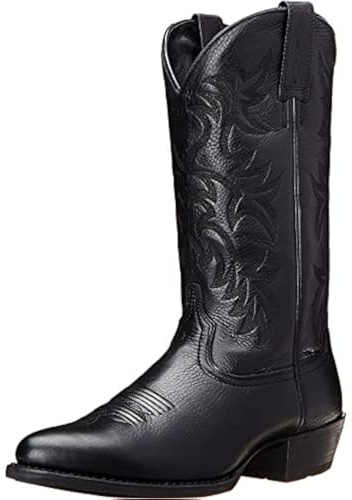 CHUUMEE Men's Fashion Round Toe Embroidered Western Cowboy Boots (Black,12,12)