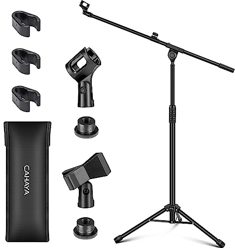 CAHAYA Upgraded Tripod Boom Sheet Microphone Stand Universal Metal Mic Stand with Carrying Bag, for Singing Speech Wedding Stage and Outdoor CY0311