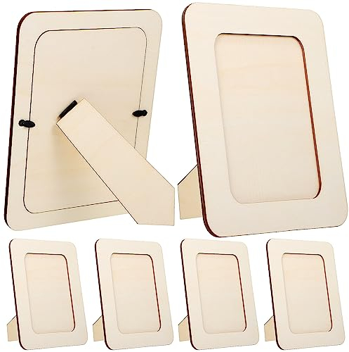 Toyvian 6 Stück DIY-Bilderrahmen - Unvollendete Holz-Fotorahmen Für Bastelarbeiten, Kunst, Kinder Und Erwachsene, Malprojekte