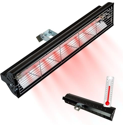 Syner Progetti Lampada Riscaldante S LBL a staffa, Stufa elettrica per esterni coperti, Riscaldamento a infrarossi, Orientamento inclinabile, Superficie riscaldabile fino a 7mq (1000 W, Nero)