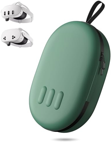 ZOZOVR Custodia per Meta Quest 3S/Quest 3, Compatibile con il cinturino Battery Elite, controller e altri accessori, Custodia rigida per il trasporto e protezione superiore per viaggi, Verde