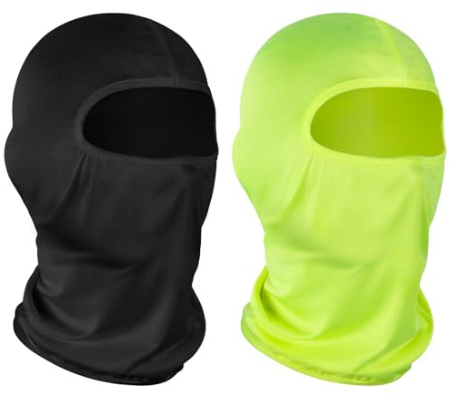 Kiiwah 2 stycken balaklava för män och kvinnor, skidmask balaclava vindtätt UV-skydd, andas ansiktshuva, elastisk balaclava för cykel, motorcykel, snowboard, skidåkning, cykling, utomhussporter, Svart