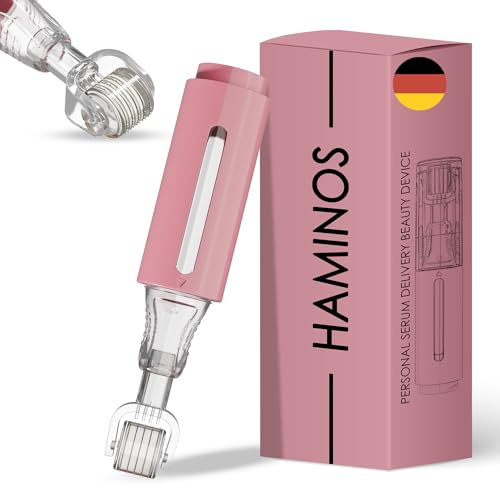 Derma roller mit Tank für Lippen, Haut, Haare, Falten, Dehnungsstreifen, Hyperpigmentierung SOFORTIGE SERUMANWENDUNG, 105 Titannadeln 0,25 mm