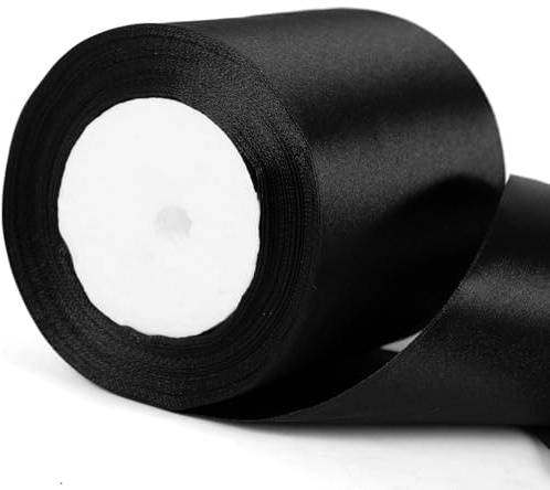 Nastro di raso nero spesso 22 m x 10 cm di larghezza, per Halloween, confezioni regalo, 10,2 cm di spessore, per regali di Halloween, torte, matrimoni, auto, fiocchi per capelli, bouquet, decorazioni