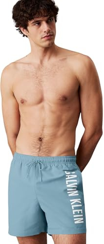 Calvin Klein Uomo Pantaloncino da Bagno Medium Drawstring con Coulisse, Blu (Skim Blue), S