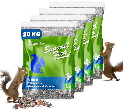 Mangime Per Scoiattoli - Mix Con Noci Intere (20 Kg) - Mangime Per Scoiattoli, Ricco Di Proteine, Grassi E Fibre - Adatto Per Mangiatoie Per Uccelli - Senza Pesticidi - Ogni Stagione - Organifer