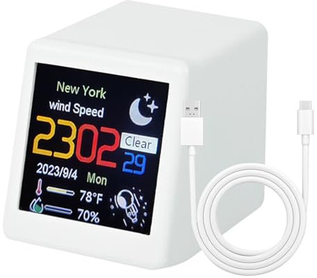 Moxeupon Orologio da stazione meteo, orologio digitale meteorologico | Piccole previsioni meteorologiche digitali | Monitoraggio 'umidità ricaricabile Data Ora Desktop Smart Control Allarme