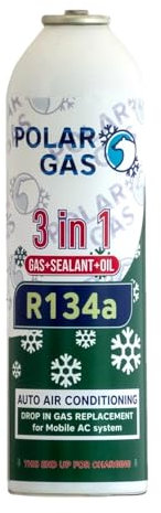 3-in-1 Car A/C Recharge Kit – R134a Replacement Gas, Oil & Sealant – Leak Stop Aircon Refill Without Hose – DIY Air Conditioning Recharge Compatible with R134a Systems (3in1)