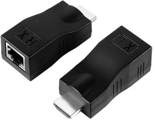 JZK 2 pezzi HDMI a RJ45 estensione fino a 25 m, cavo di rete HDMI-Ethernet 1080p Cat 5e/6 convertitore maschio-femmina ripetitore trasmettitore ricevitore adattatore per HDTV, PS4, STB, DVD