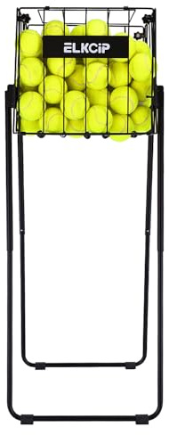 ELKCIP 2-in-1 Portable Pickleball & Tennis Ball Collector - Easily Pick Up Pickleball Retriever Basket Ball Caddy Carrier Picker Hopper with Wheels