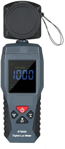 Medidor de luz, Medidor de Lux Digital Pantalla LCD iluminómetro de Mano luminómetro fotómetro luxómetro medidor de luz 1-200000 Lux ST962