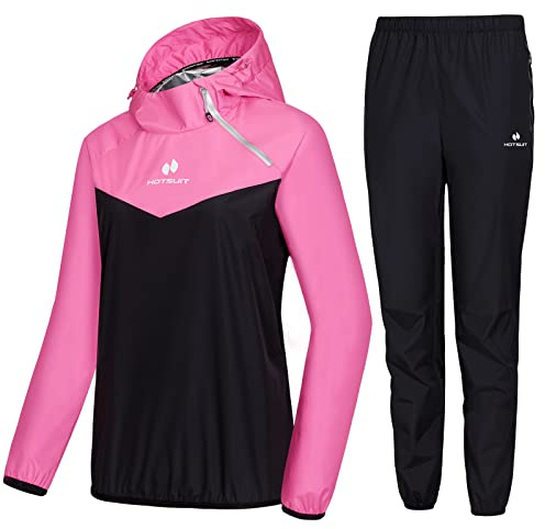 HOTSUIT Tute Dimagranti Tuta da Sauna Donna Allenamento Ginnastica Sudorazione Perdita di Peso Fitness Sportiva Palestra, Rosa, XL