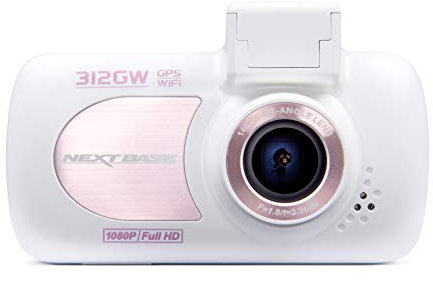Nextbase 312GW - Full 1080p HD In-Car Dash Camera DVR - 140° Viewing Angle – WiFi and GPS -Rose/White