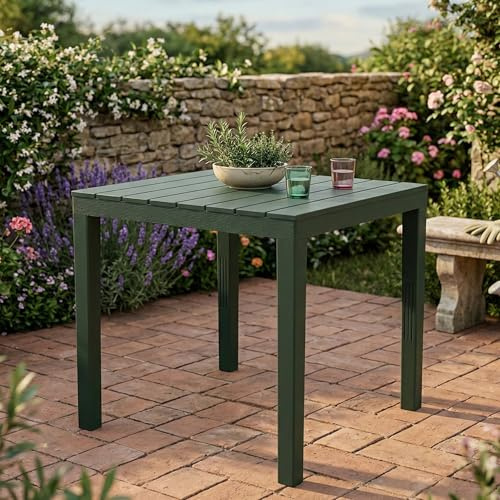 Dmora - Tavolo da esterno Vicenza, Tavolo quadrato da giardino, Tavolino fisso indoor e outdoor, 100% Made in Italy, 100% Made in Italy, 78x78h72 cm, Antracite