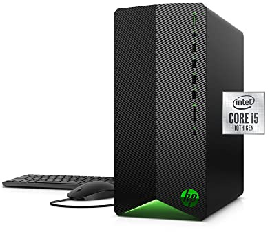 HP Pavilion Gaming Desktop Computer, 10th Generation Intel Core i5-10400F Processor, NVIDIA GeForce RTX 3060 12 GB, 8 GB RAM, 256 GB SSD, Windows 11 Home (TG01-1183w, Black)