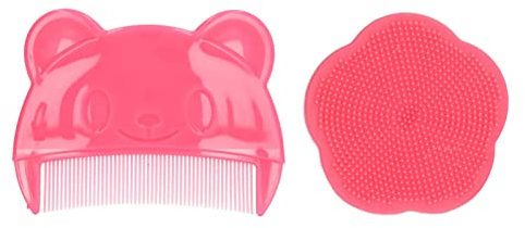 Luqeeg Cradle Cap Brush and Comb, Baby Bath Silicone Brush, Soft Sensory Scrubber Baby Hair Comb with Soft Silicone Bristles Helps Gently Massage Care Scalp, Baby Care Essential for Dry Skin(Red)