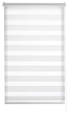 Estoralis VERAL| Estor Enrollable Noche y Dia Diseño Moderno | Sin Taladrar Doble Tejido | Blanco Roto | 45 x 150 cm (Ancho/Alto) Tamaño Tela 42 x 150 cm | Estores para Ventanas y Puertas