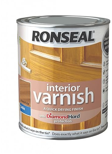 SAVING HUB Interior Varnish Satin Paint Tin - Suitable for Doors, Windows, Joinery and Furniture - Diamond Hard Protection Quick Drying Finish Paint (750ml, French Oak)