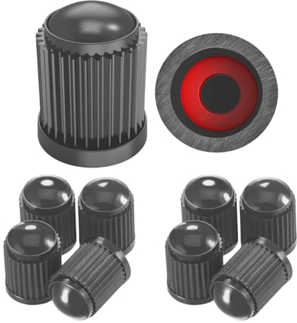Pitlane Performance® Ventilkappen 10 Stück Ventildeckel Auto-Reifen Ventilabdeckung Reifenventil-Kappen Autoventil-Kappen PKW, SUV, Motorrad, Fahrrad für alle Schrader-Ventile (Anthrazit)