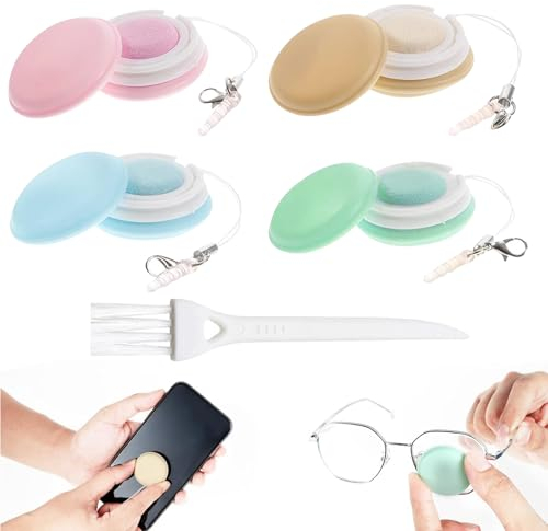 DMNQ 4 Stück Macaron Handyreiniger für den Bildschirm,Macaron Handy Bildschirmreiniger,Handy Reiniger Macaron,Tragbarer Schlüsselanhänger, Handy, Computer, Brille(mit Einer Bürste)