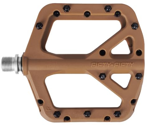 FIFTY-FIFTY Mountain Bike Pedals, Non-Slip MTB Nylon Composite, 9/16 Bicycle Pedals, Lightweight and Wide Flat Platform (Gum)