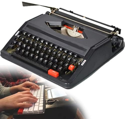 LSHFYV Maschinenschreibmaschine, traditionelle altmodische mechanische englische Schreibmaschine, altmodische traditionelle tragbare manuelle Schreibmaschine, Vintage-Schreibmaschine,Black