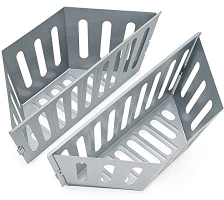 onlyfire Cesto para Carbón, Soporte para Briquetas de Carbón Más Grande para Parrillas de Carbón Weber de 57/67 cm, Accesorios de Barbacoa, 2 Piezas