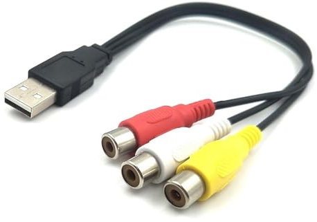 USB 2.0 A Male to 3 RCA Female Splitter Audio Video AV Composite Adapter Cable(USB M/3RCA F)