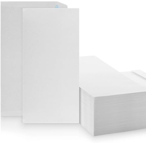 LOGIC PACK 50 Briefumschläge ohne Fenster DIN Lang Kuvert Umschläge Weiß hatfklebend 110 x 220 mm 75g/m² Briefkuvert ohne Fenster