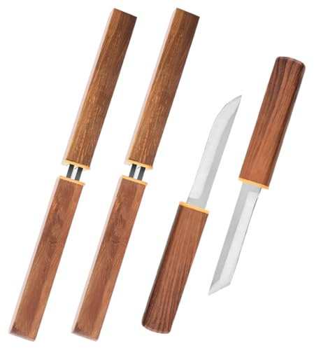 Couteau à lame fixe pour l'extérieur 2 en 1 Couteau double, 2 pièces Couteau camping, pique nique, bateau, Confort de Coupe, Usage Quotidien, gain de place, Couteau de Poche