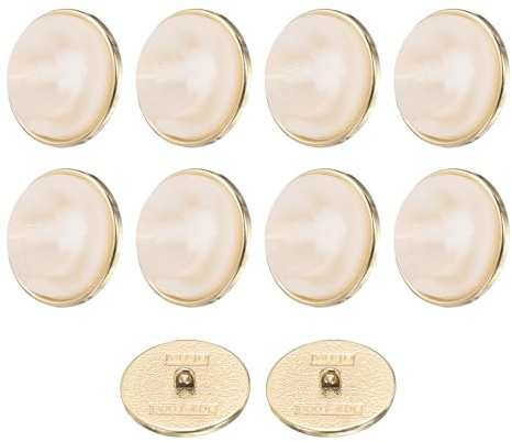 QUARKZMAN 10pcs 40L Botones Redondos De Costura De Metal Con Patrón De 25mm 1 Patrón De Flecha Botón De Resina De Reemplazo Para Costura De Ropa Y DIY, Blanco