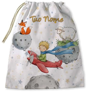 My Cust Set Bavaglino Asilo personalizzabile con nome Piccolo principe Favole Spugna qualita' certificata